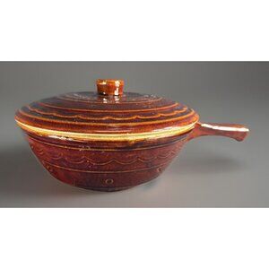 VTG Marcrest Daisy Dot Ovenproof Stoneware Casserole Pot Dish w/ Handle & Lid